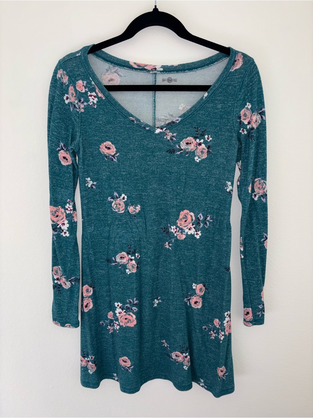 SO Teal Floral Long Sleeve Dress - S